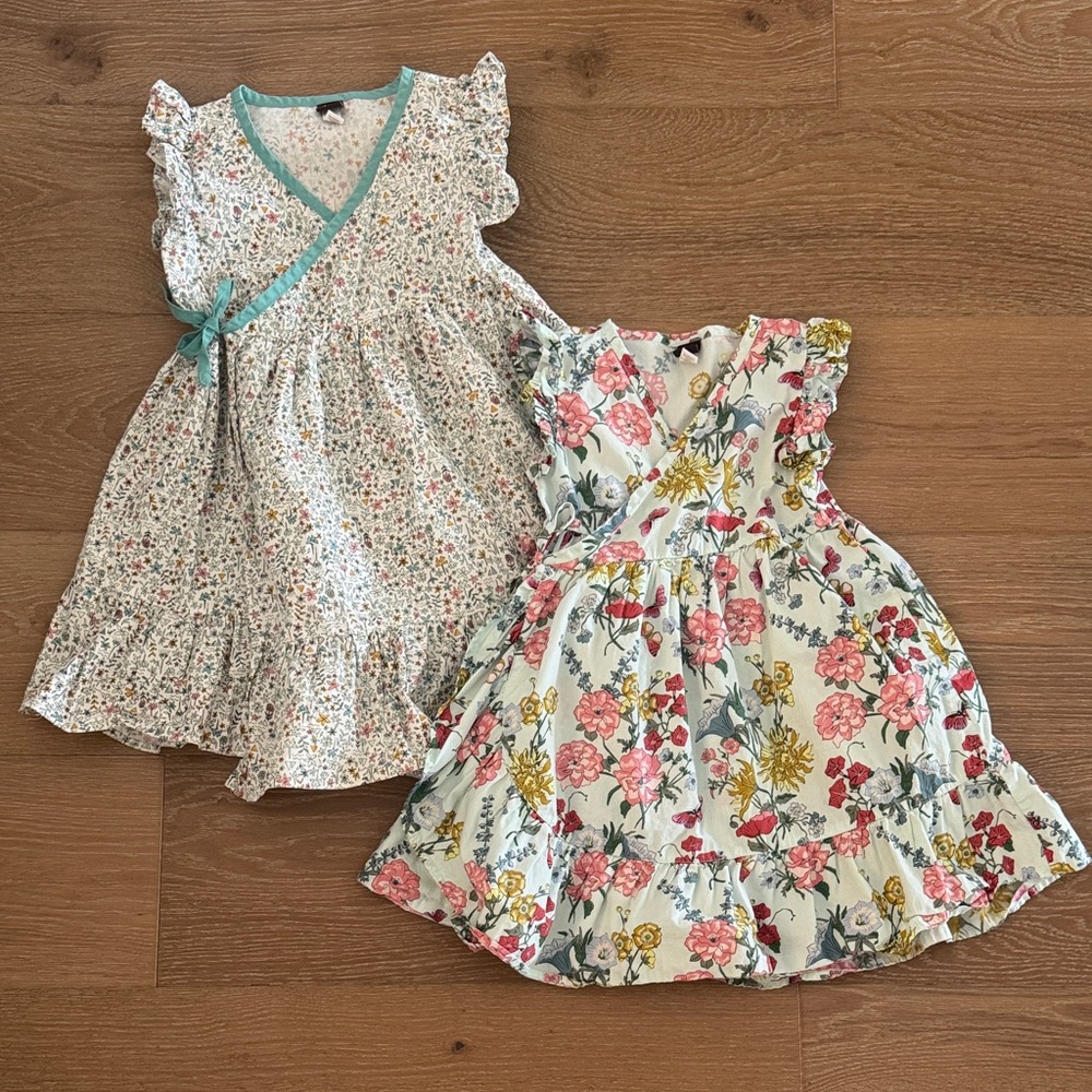 Tea Collection Floral Kids Dresses in Pink and Blue